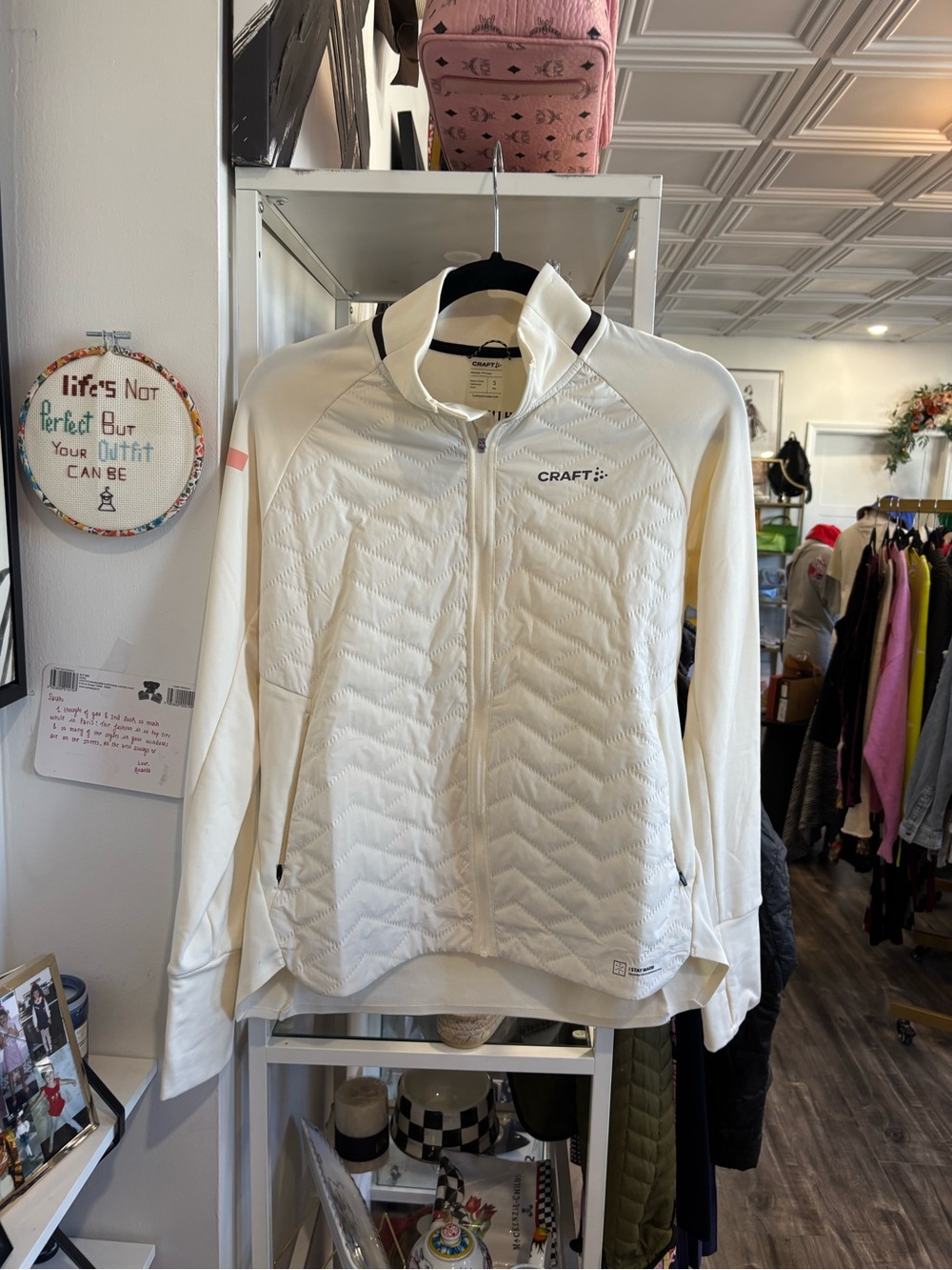 Craft Women's Cream Quilted Hybrid Puffer Jacket
